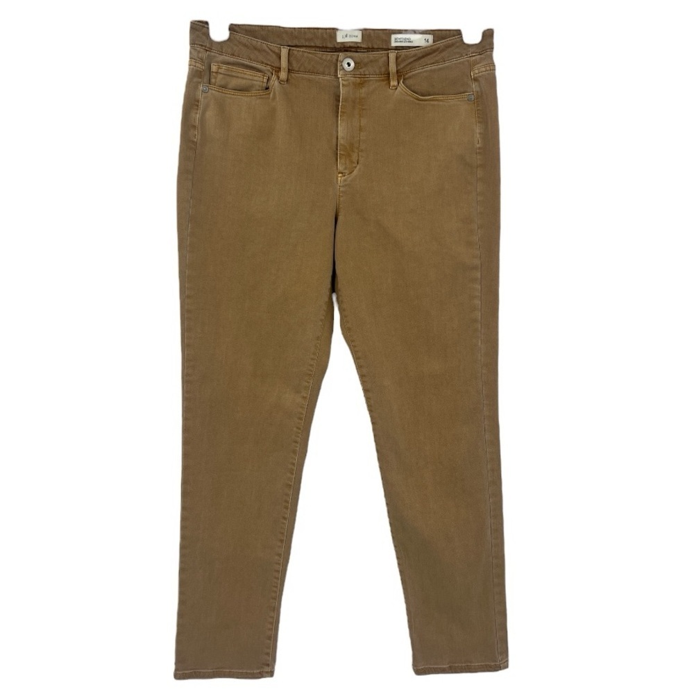 J.Jill BOYFRIEND Straight Leg Ankle Tan Jeans Pants Stretch SZ 14